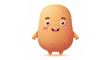 Fototapeta premium Adorable Cartoon Potato Character with Big Eyes and a Smile, Perfect for Kids Illustrations and Fun
