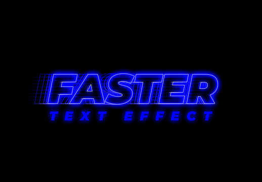 Electric Blue Speed Neon Text Effect PSD
