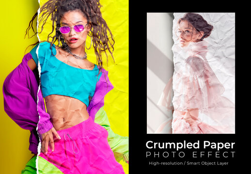 Torn Paper Collage Photo Effect PSD