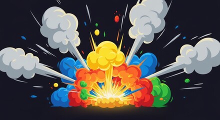 Cartoon Explosion with Smoke and Debris.