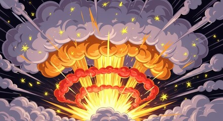 Cartoon Explosion - A Fiery Blast of Energy.