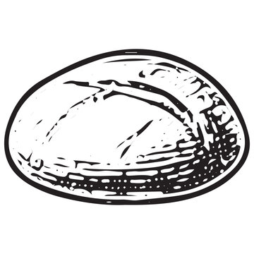 Loaf of bread sketch, baked good illustration, bakery product vector