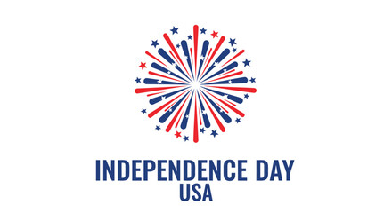Fototapeta premium Independence Day USA vector graphic, patriotic firework design element, American celebration symbol. Created in flat style with red, white, and blue color palette.
