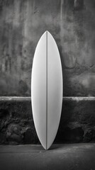 Surfboard against textured wall background