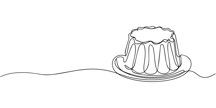 Cup cake continuous one line drawing. Muffin single line art illustration. one line Art icon drawing