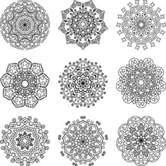 Vector Hand Drawn Mandala Background Black And White 