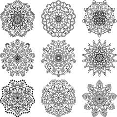 Vector Hand Drawn Mandala Background Black And White 
