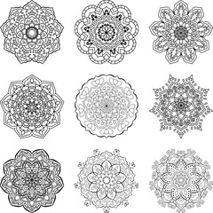 indian colorful mandala decoration Vector  Hand drawn
seamless . Geometric Pattern with Colorful Line Shapes