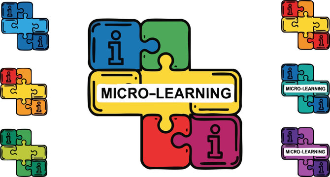 Colorful puzzle pieces illustrate the concept of micro learning education strategy