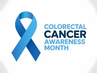 Blue ribbon symbolizing colorectal cancer awareness on a white background isolated on white background
