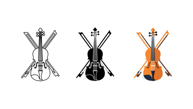 Vector violins set isolated on white background musical instruments collection illustration