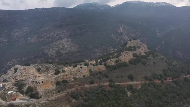Aerial view of the Crusader fortress of Nimrod in the Golan Heights