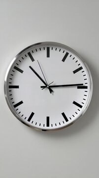 Simple wall clock isolated on white background minimal concept very realistic 4K video footage