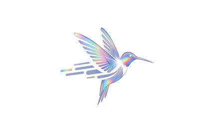 Fototapeta premium 3D Animated Holographic Hummingbird in Flight with Vibrant Colors and Dynamic Movement