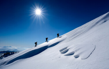 Clean Minimal Winter Background with Climbers