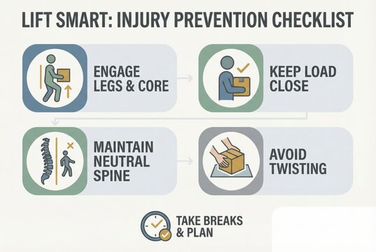 Optimize Lifting Techniques for Injury Prevention Incorporating Core Engagement Neutral Spine Alignment and Load Management Strategies for Safe Physical Activity
