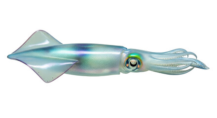 Fototapeta premium Isolated Squid swimming illustration, marine life, animal, sea creature, ocean wildlife