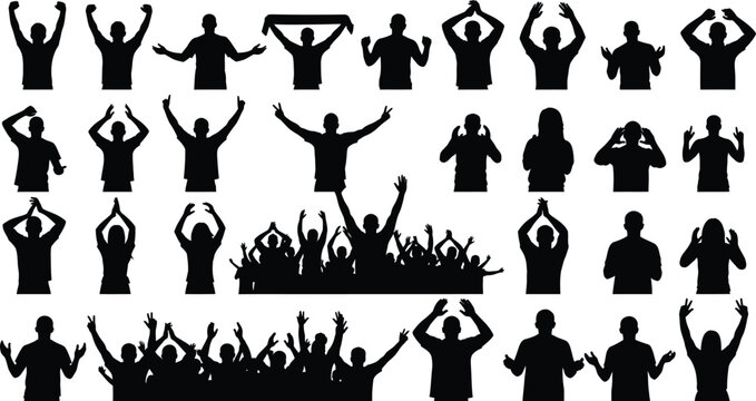 Crowd cheering silhouettes indicate great.
