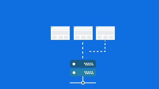 Shared Hosting Concept Illustration with Blue Background