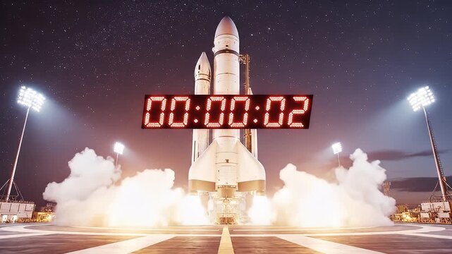 Rocket Launch Countdown at Night.