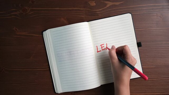 leasing word bold text in a diary, investment, lease, home buying, real estate concept video