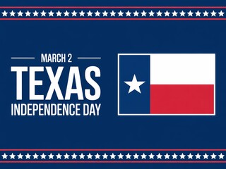 Obraz premium Texas independence day banner with flag and stars on blue background