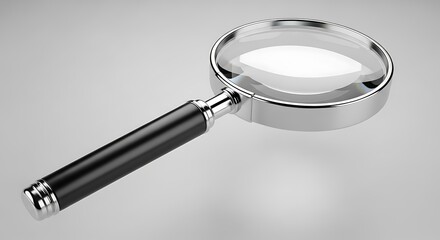 Classic Magnifying Glass with Black Handle on Gradient Background - Concept of Discovery