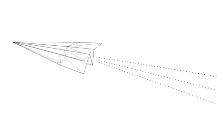 Paper airplane flight aviation technical sketch