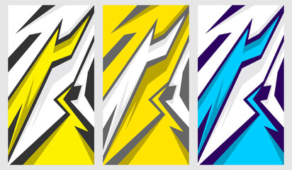 Vibrant lightning bolts in yellow, white, and blue on gray