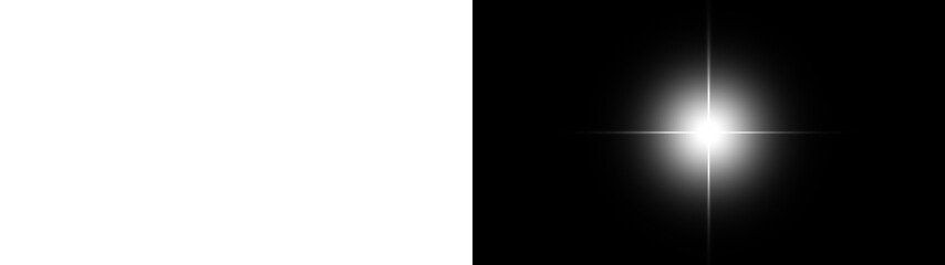 Sunbeam light effect on transparent background. Special optical lens flare with bright white rays and sunshine.