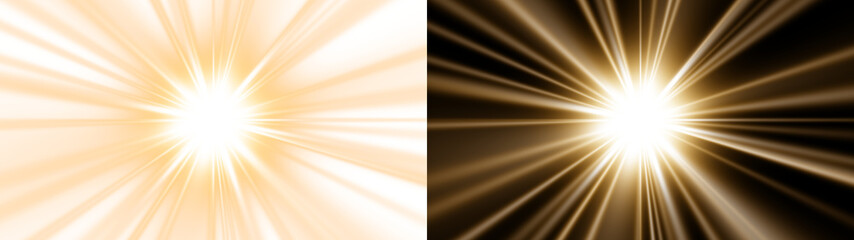 Obraz premium Radiant sunburst light rays glow intensely with vibrant orange and golden hues in dynamic abstract background