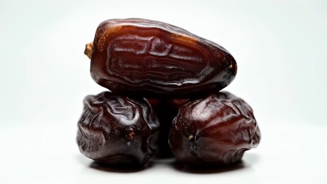 Stack of fresh dates on clean white background