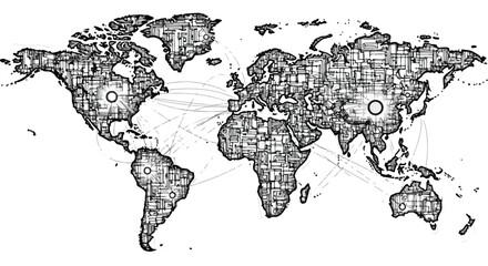 Obraz premium Global trade world connection concept sketch
