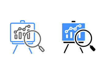 Fototapeta premium Data Analysis and Market Research Presentation Icon Line art Vector Illustration