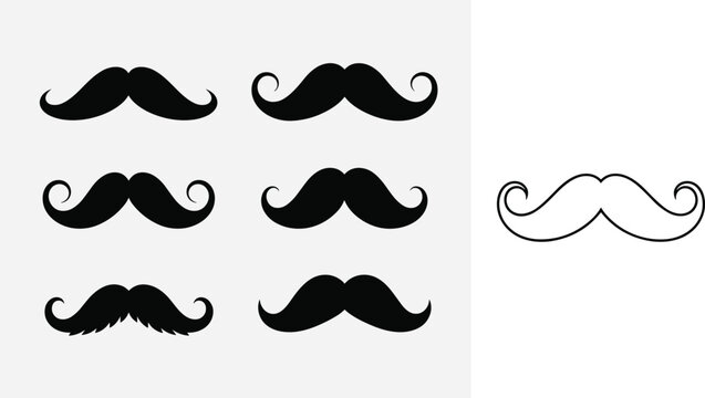 Mustache icon set with vintage handlebar and modern styles for barbershop grooming male fashion and movember vector illustration