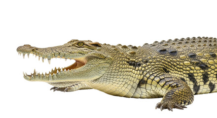 Fototapeta premium Isolated Crocodile with open mouth, Showing Teeth, Big reptile, Carnivore reptile, Alligator