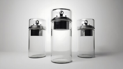 Three glass jars with metal lids