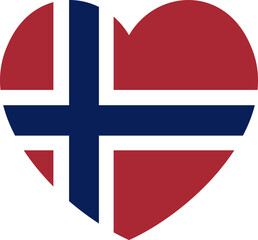 Norway flag in heart shape badge. National heart flag Norway icon. Flag of Norway button, banner, sticker.