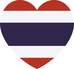 Thailand heart shape Flag badge. National Flag of Thailand heart icon. Thailand flag sign, button.