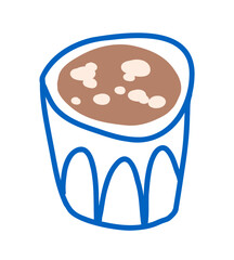 Linear hand-drawn doodle illustration of coffee. Mediterranean style