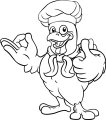 A chicken chef hat cartoon rooster cockerel bird mascot  © Christos Georghiou