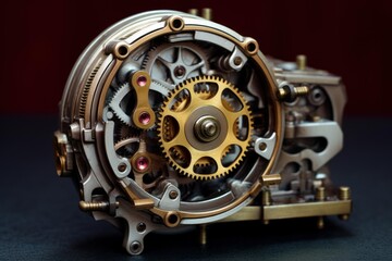 Intricate clockwork mechanism with moving gears and cogs showcasing the beauty of engineering