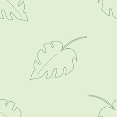 hand drawn seamless pattern green leaf illustration fine line art background clover