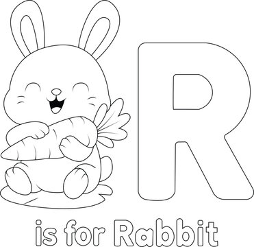  Letter R Coloring Page for Preschool &ndash; Rabbit Alphabet Printable Worksheet