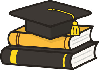 책 위 학사모와 졸업 학위 콘셉트 일러스트