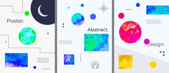 Vector illustration. Abstract background with colorful geographic elements. Vibrant heat map textures and planetary circles. Design elements for poster, book or magazine cover, flyer, postcard © VVadi4ka