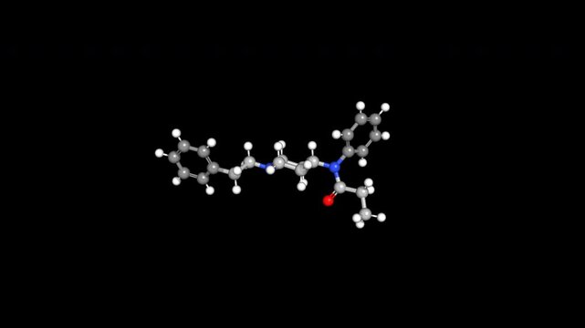 Fentanyl Molecule 3D Model 4K Alpha Loop Chemical Structure