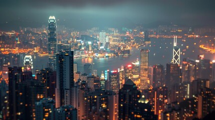 Obraz premium City skyline night view