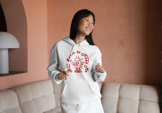 Mockup Of Woman In Customizable Hoodie