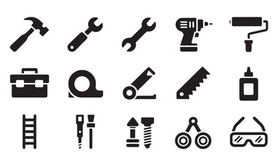 Black Toolbox Icons on White Background